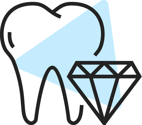 Illustration av en tand och en diamant