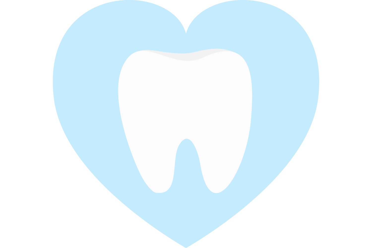 Illustration av en tand i ett blått hjärta